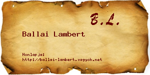 Ballai Lambert névjegykártya